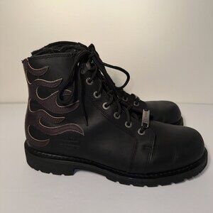 Harley Davidson Garston D96188 Men's Leather Motorcycle Boots Size 12 Flames